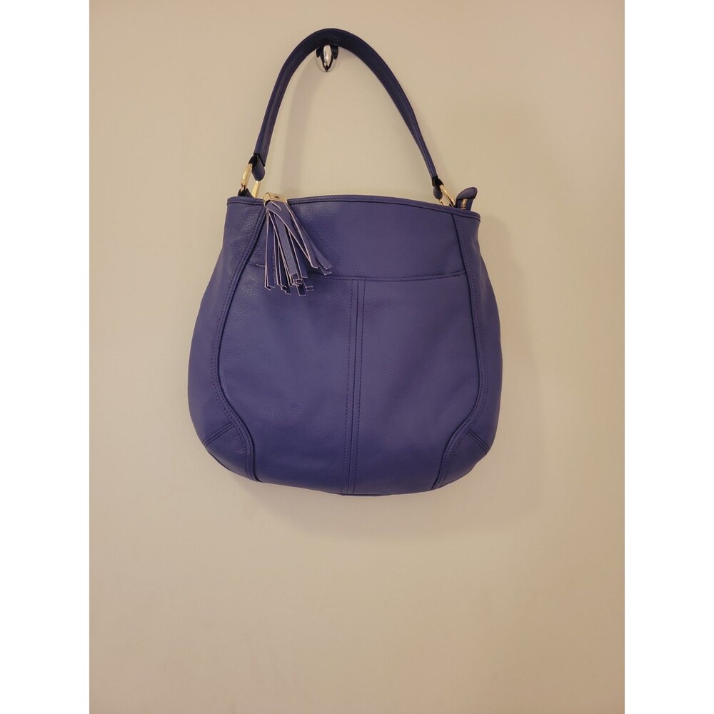 B. Makowsky Purple Leather Shoulder Bag Tassel Zip Closure New With Tags